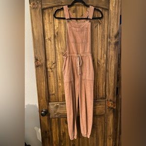 Tan/pinkish overall joggers